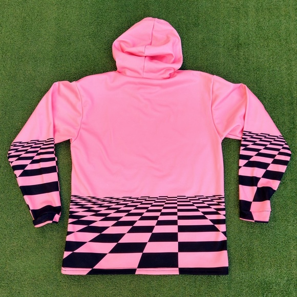 Vaporwave Checkered Roman Caesar Apple Computer Med Adult Pullover Hoody New - Picture 3 of 3